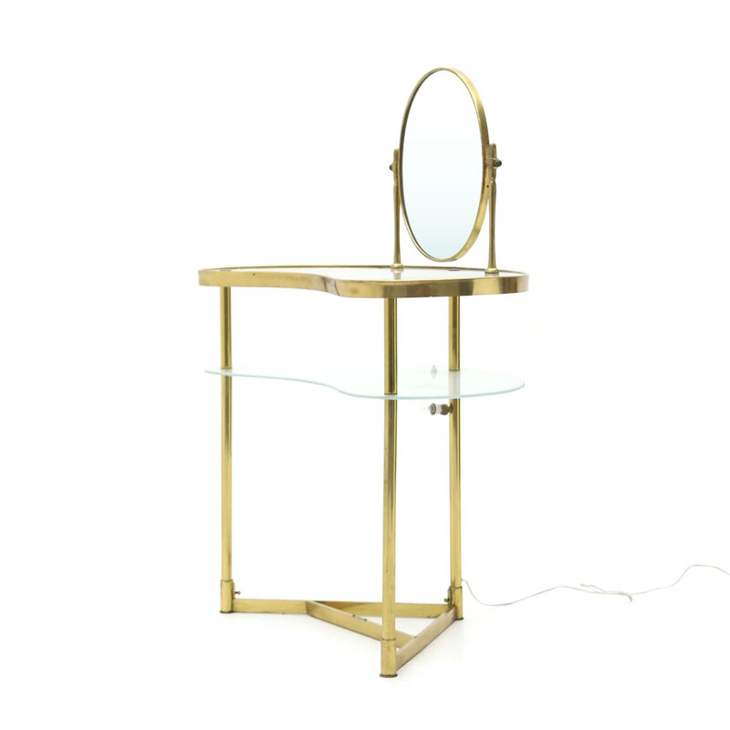 Vintage brass and glass dressing table by Lampadarte 1950