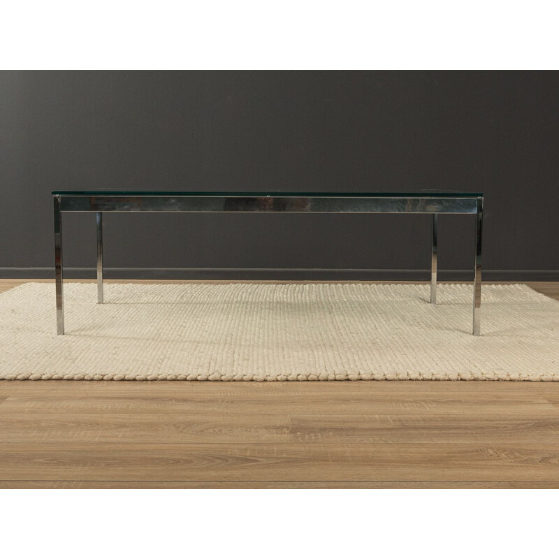 Vintage stainless steel coffee table with glass top, Germany 1970
