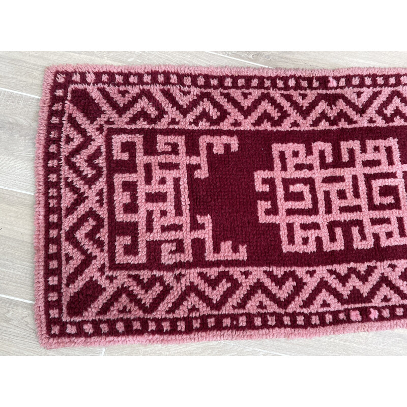 Tapis Bohème vintage pure laine, 1970