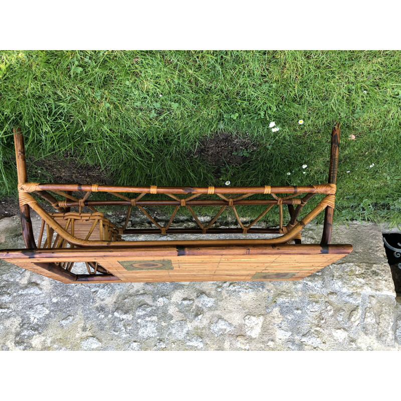 Vintage bamboo coffee table, France 1970