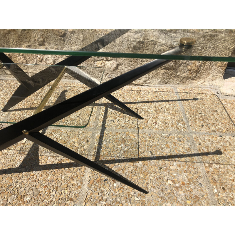 Vintage coffee table in transparent glass by Angelo Ostuni, 1955