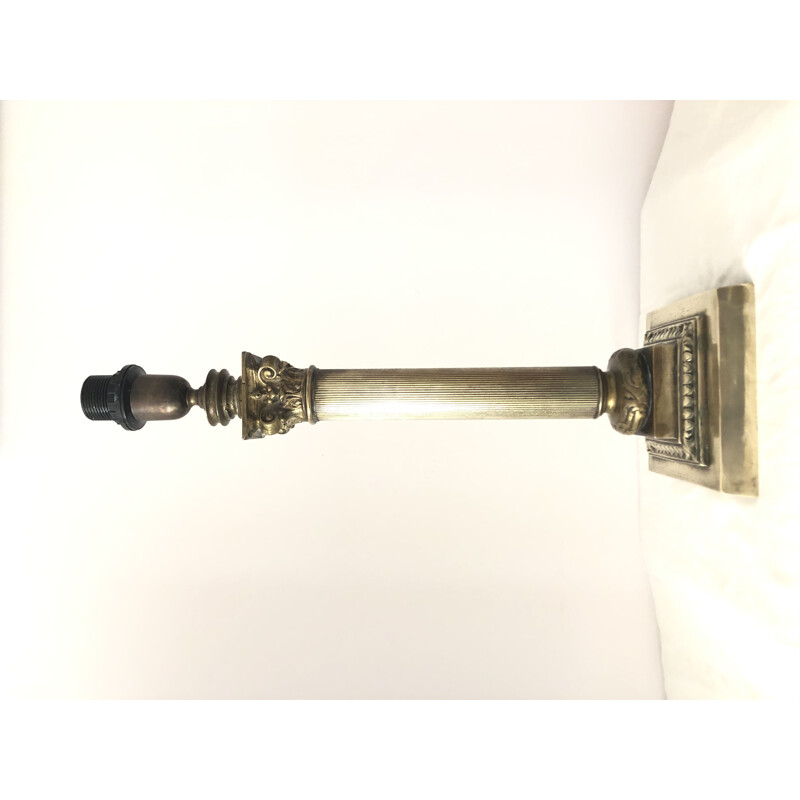 Vintage bronze lamp stand with capitol column, 1950