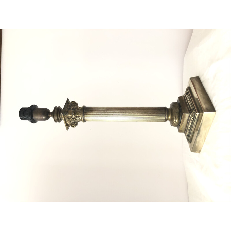 Vintage bronze lamp stand with capitol column, 1950