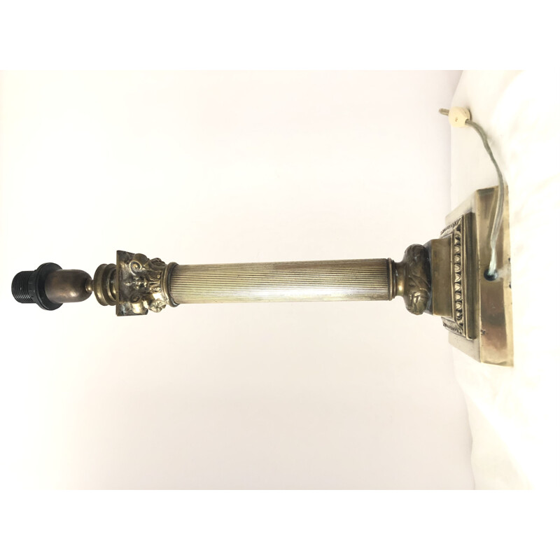 Vintage bronze lamp stand with capitol column, 1950