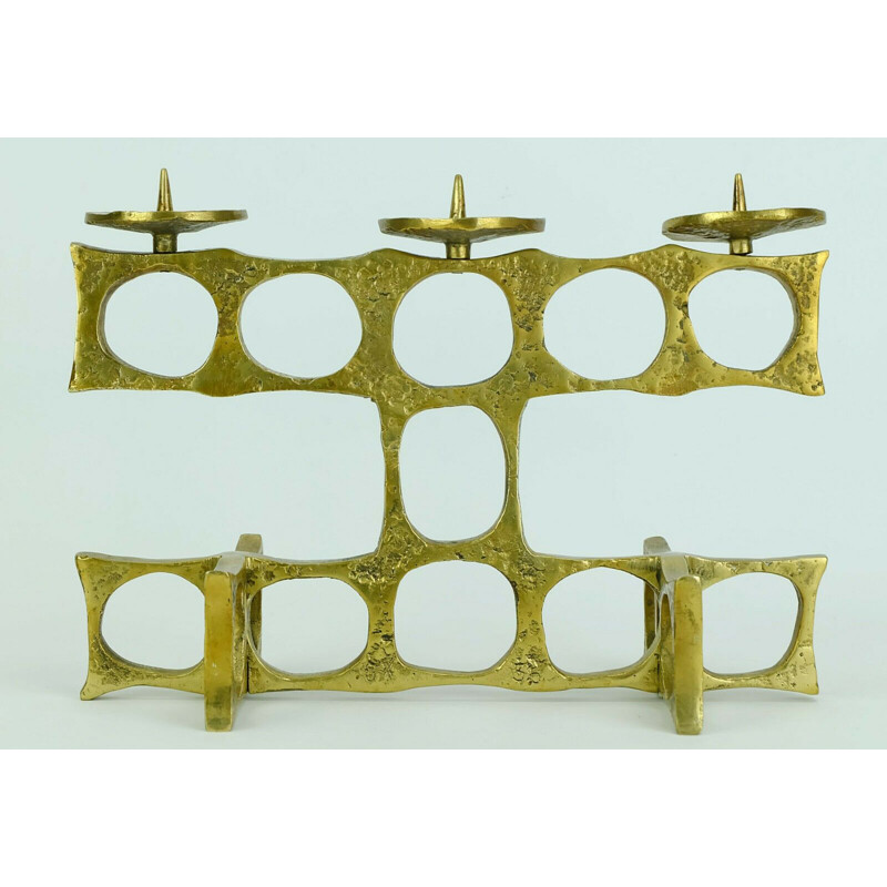 Mid century candelabra sculptural shape in brutalist bronze, 1960s 