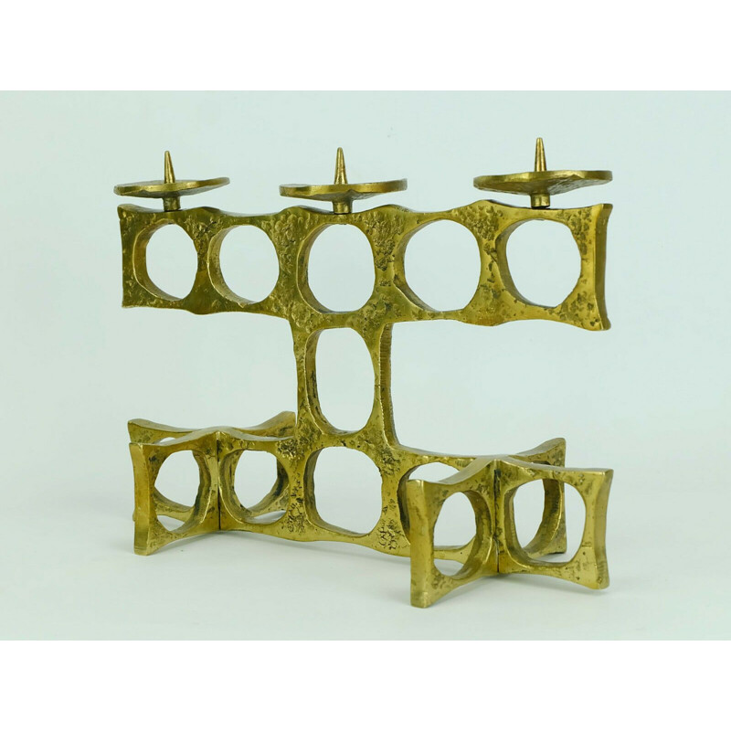 Mid century candelabra sculptural shape in brutalist bronze, 1960s 