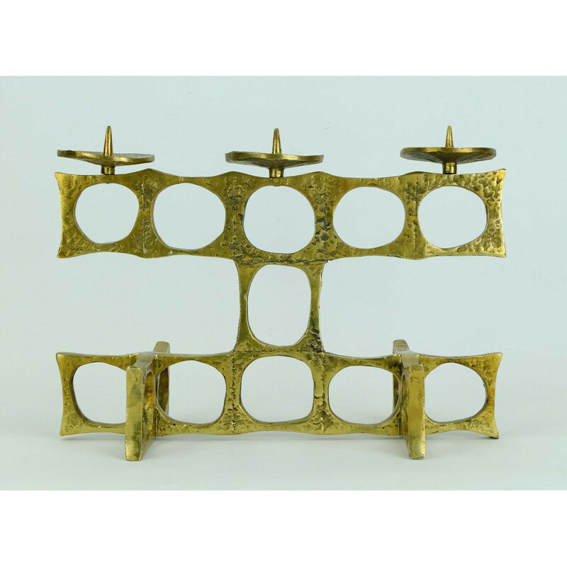 Mid century candelabra sculptural shape in brutalist bronze, 1960s 