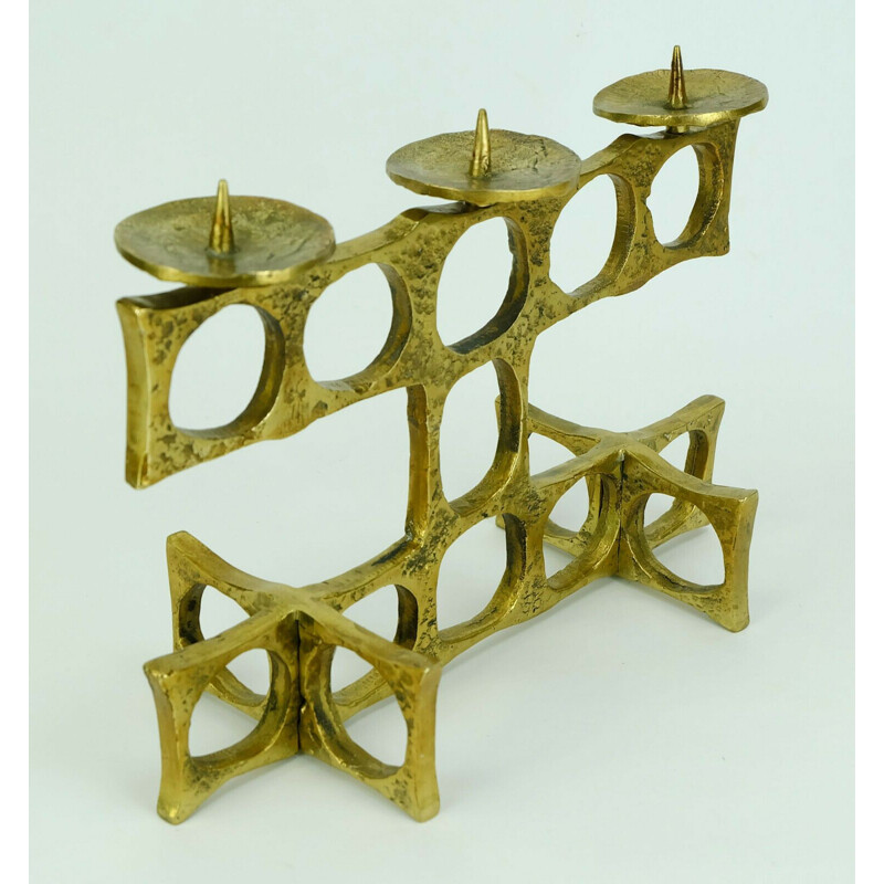 Mid century candelabra sculptural shape in brutalist bronze, 1960s 