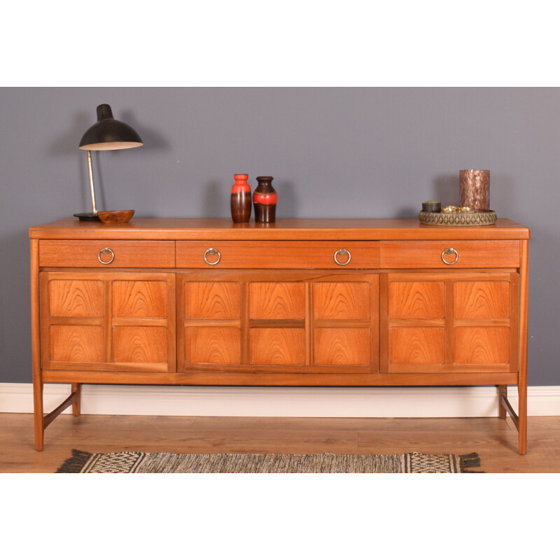 Vintage squares long teak sideboard by Nathan, 1960s