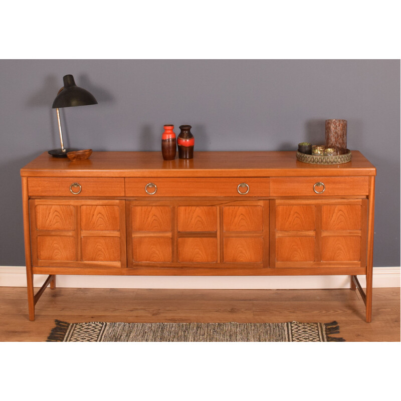 Vintage squares long teak sideboard by Nathan, 1960s