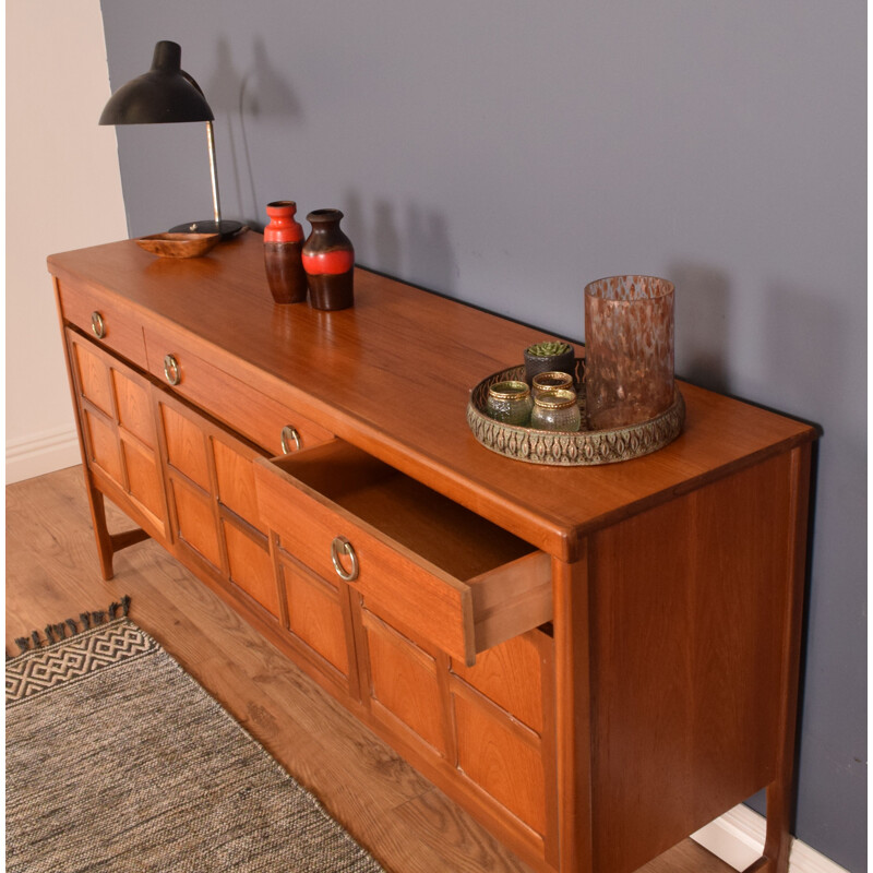 Vintage squares long teak sideboard by Nathan, 1960s