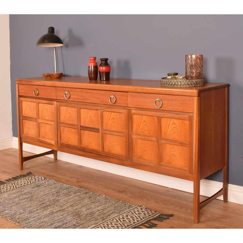 Vintage squares long teak sideboard by Nathan, 1960s