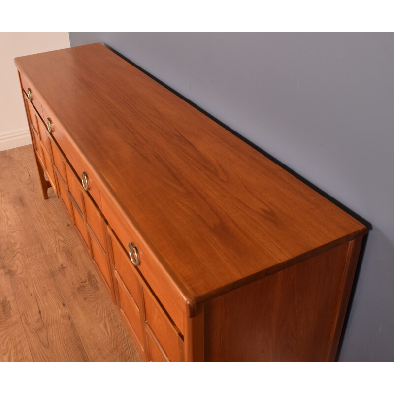 Vintage squares long teak sideboard by Nathan, 1960s