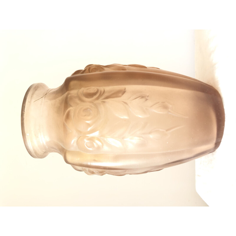 Vase vintage en verre pressé moulé Art déco