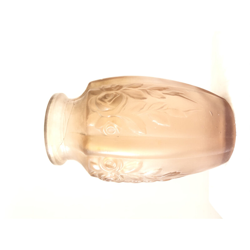 Vase vintage en verre pressé moulé Art déco