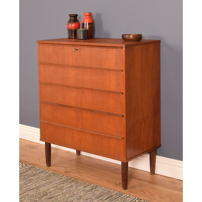 Vintage teak danish chest of drawers, 1960s