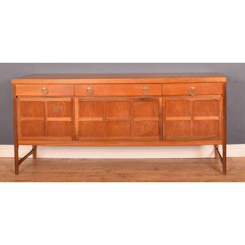 Vintage long teak squares sideboard by Nathan 1960s