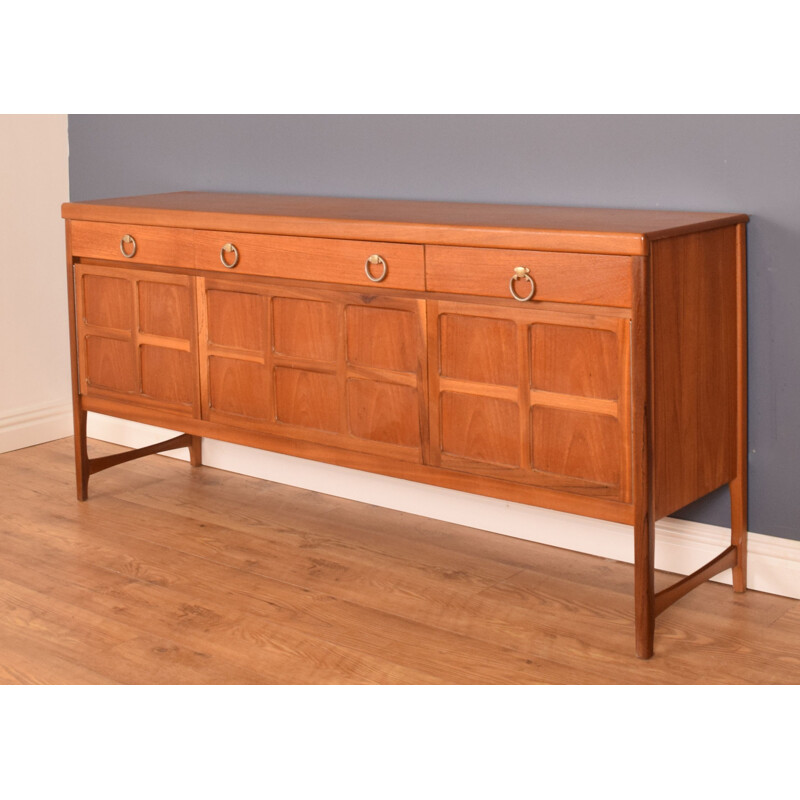 Vintage long teak squares sideboard by Nathan 1960s