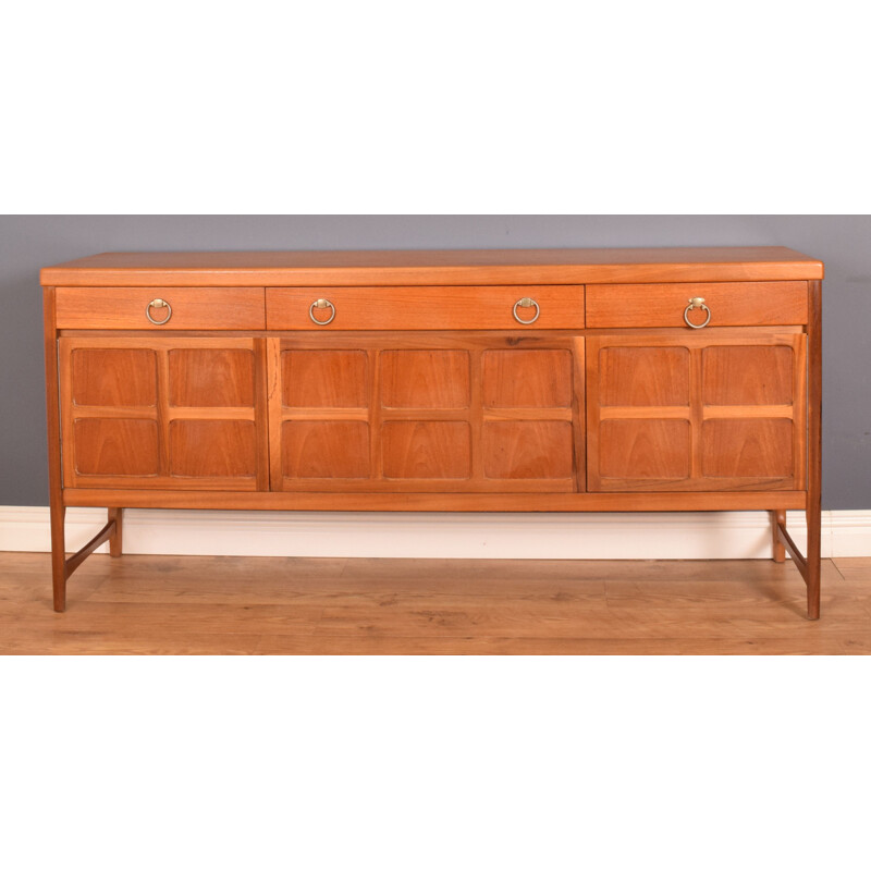 Vintage long teak squares sideboard by Nathan 1960s