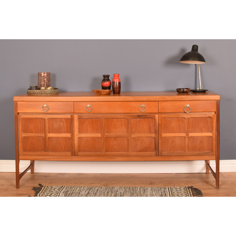 Vintage long teak squares sideboard by Nathan 1960s