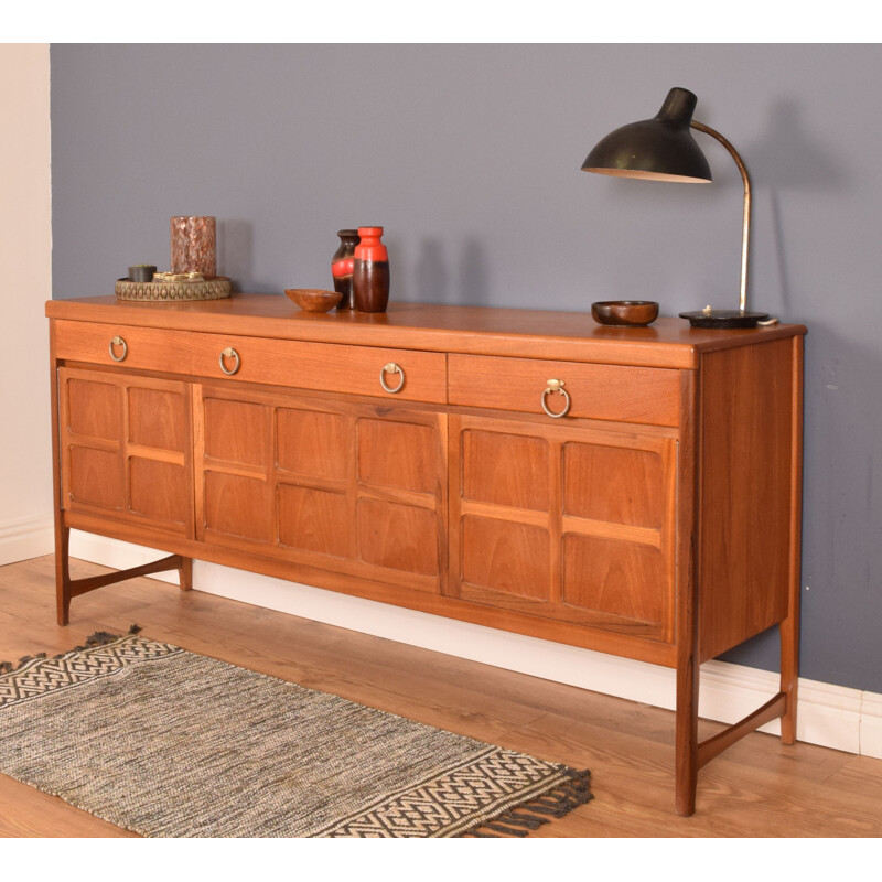 Vintage long teak squares sideboard by Nathan 1960s