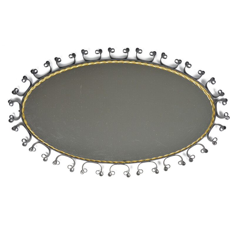Mid century elliptical mirror made of metalwork, Germany 1960s