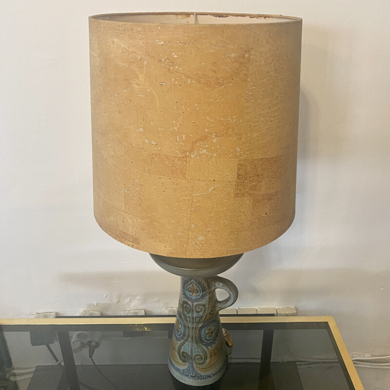 Vintage ceramic lamp by Jean de Lespinasse 1960