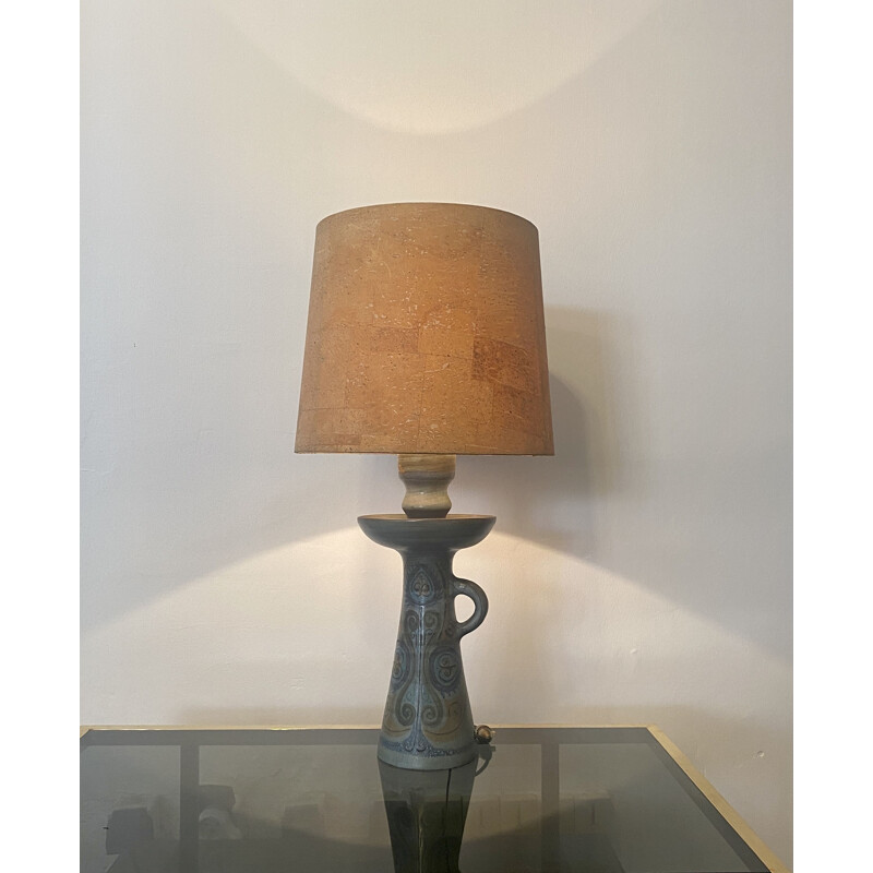 Vintage ceramic lamp by Jean de Lespinasse 1960