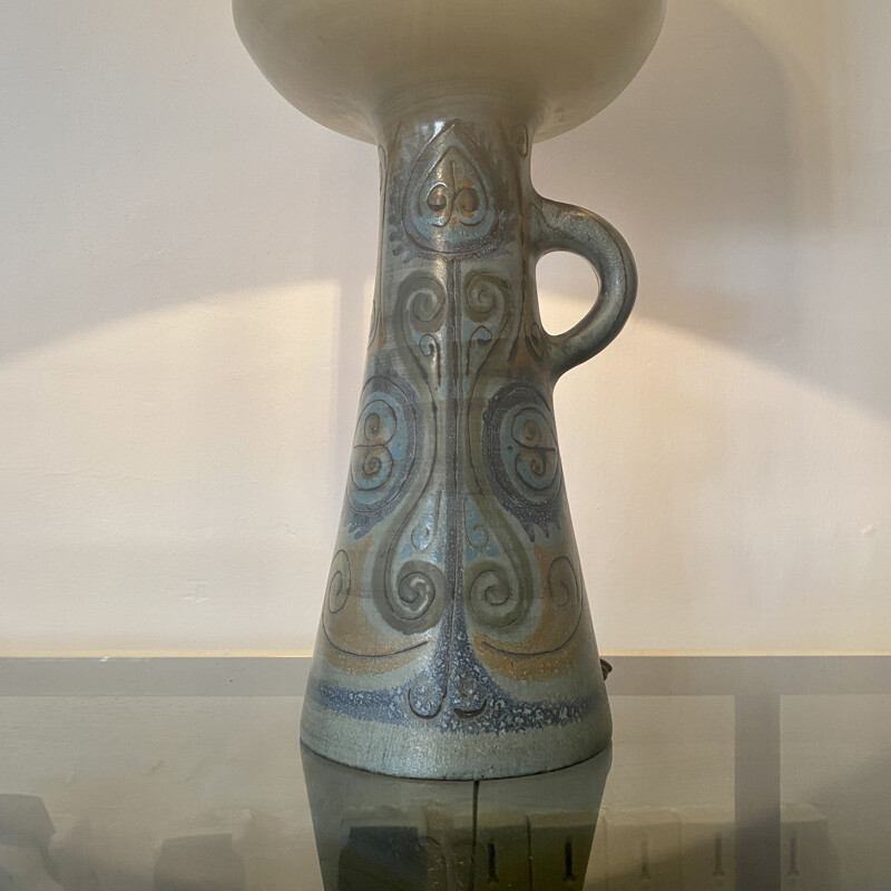 Vintage ceramic lamp by Jean de Lespinasse 1960