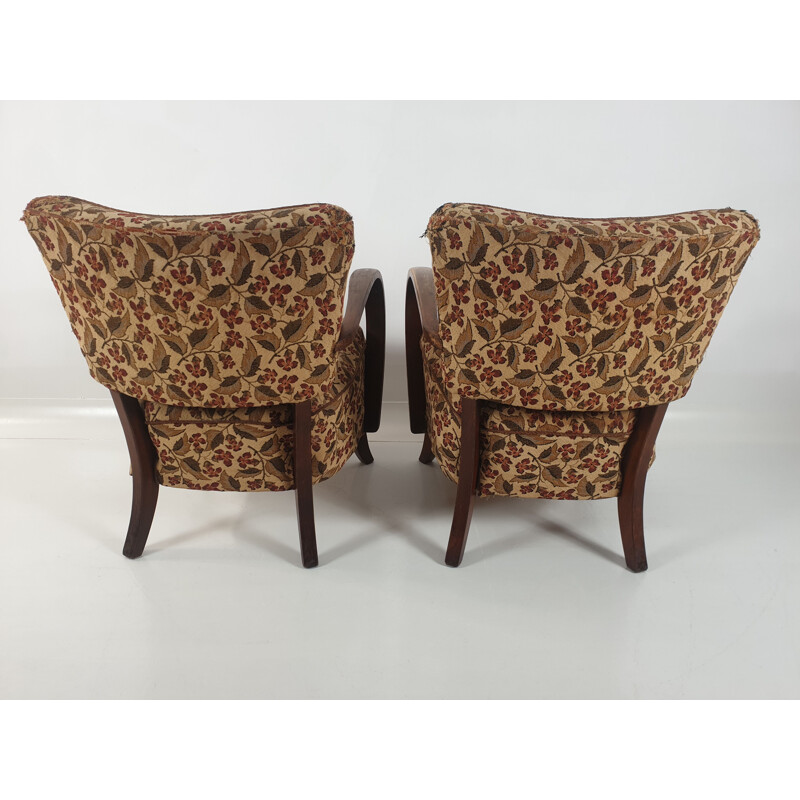 Pair of 2 vintages armchairs H-237 by Jindřich Halabala, 1950s