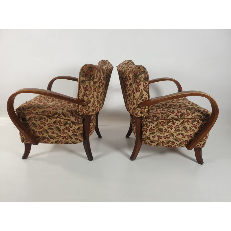 Pair of 2 vintages armchairs H-237 by Jindřich Halabala, 1950s