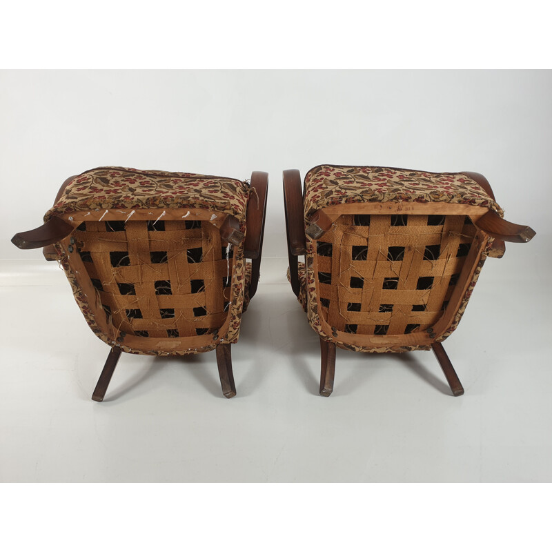 Paire de 2 fauteuils vintage H-237 de Jindřich Halabala, 1950