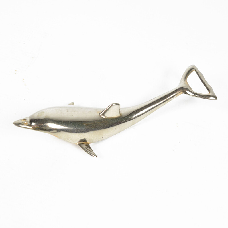 Vintage chrome dolphin bottle opener, Germany 1970s