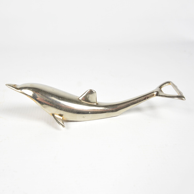 Vintage chrome dolphin bottle opener, Germany 1970s