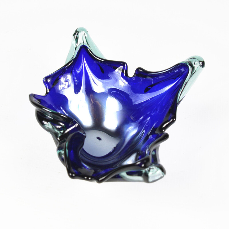 Vintage cobalt glass ashtray Murano, Italy 1970s