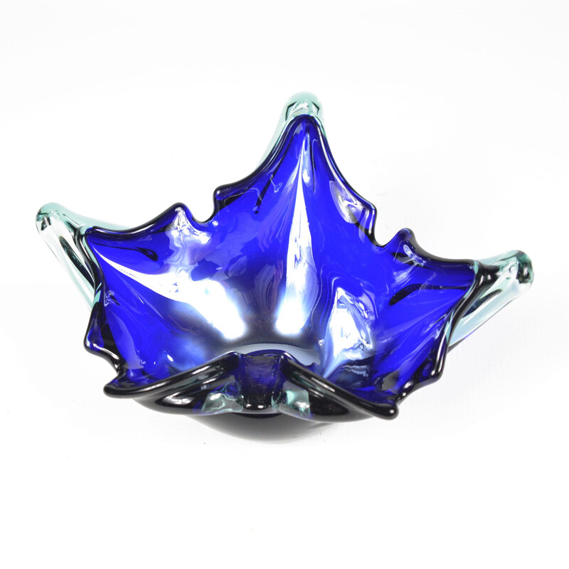 Vintage cobalt glass ashtray Murano, Italy 1970s