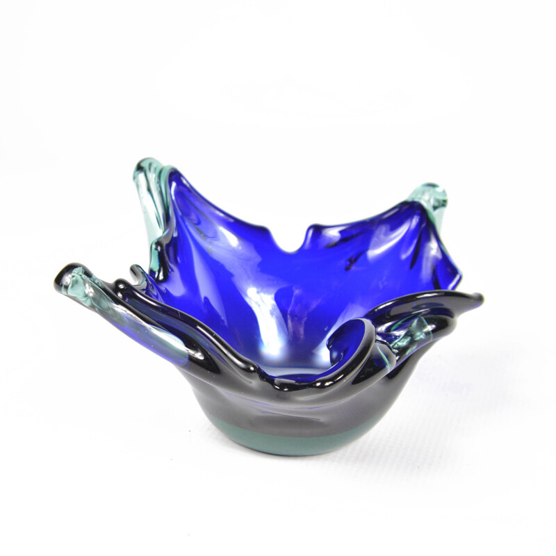 Vintage cobalt glass ashtray Murano, Italy 1970s