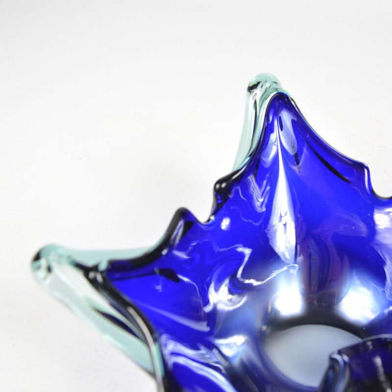 Cendrier vintage en verre cobalt Murano, Italie 1970