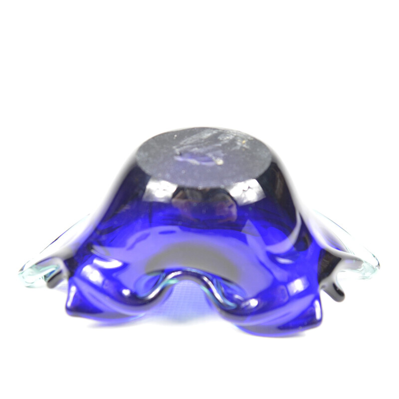 Vintage cobalt glass ashtray Murano, Italy 1970s