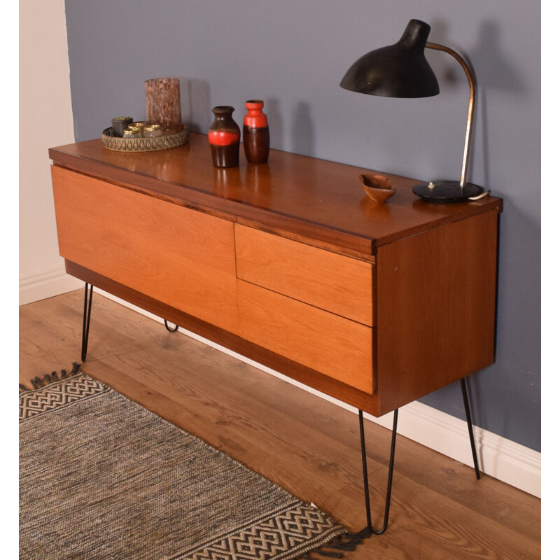 Mid century teak sideboard hairpin legs for White & Newton, 1960s 