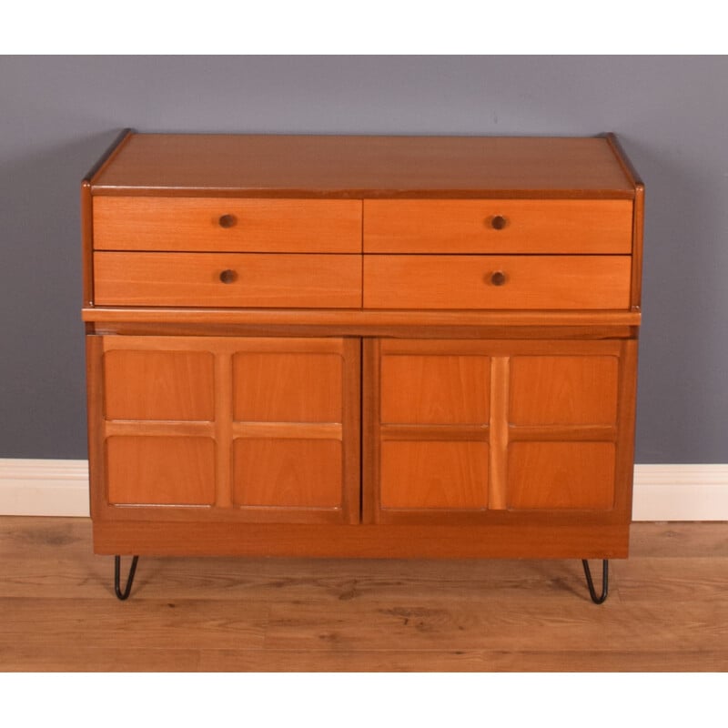 Mid century teak  squares sideboard cabinet on hairpin legs by Nathan, 1960s