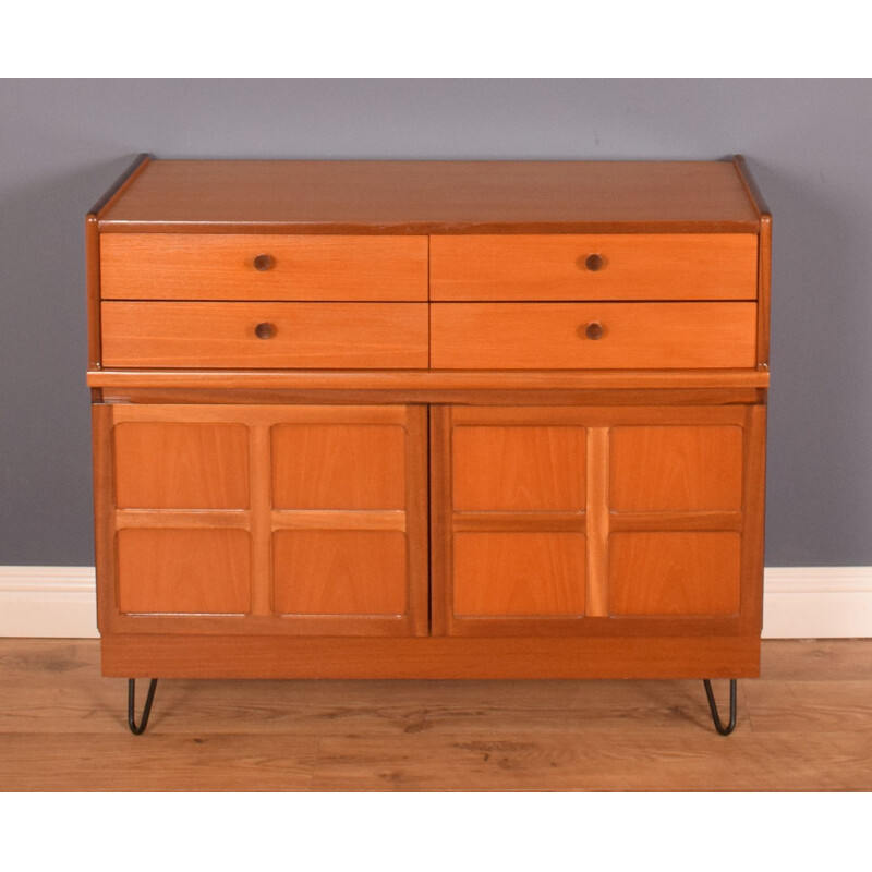 Mid century teak  squares sideboard cabinet on hairpin legs by Nathan, 1960s