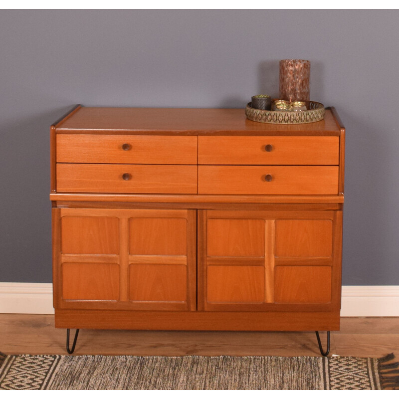 Mid century teak  squares sideboard cabinet on hairpin legs by Nathan, 1960s