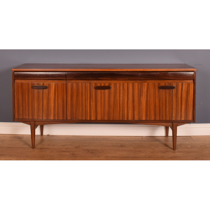 Vintage long sideboard in afromosia and rosewood EON by Elliots of Newbury for RHF, 1960s