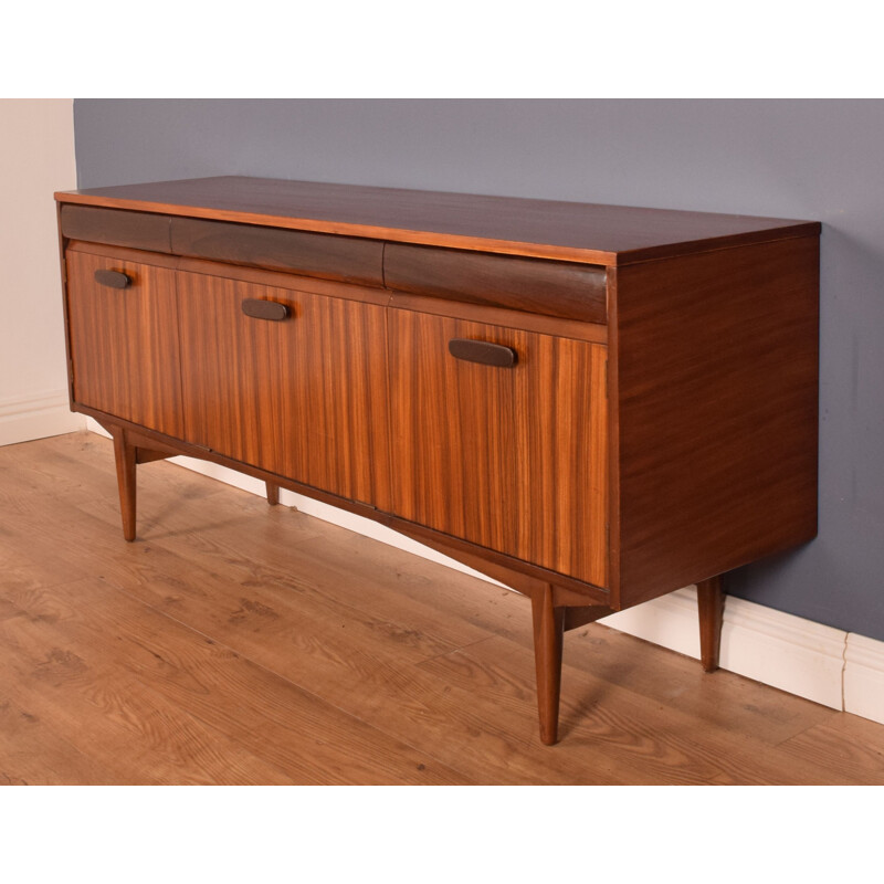 Vintage long sideboard in afromosia and rosewood EON by Elliots of Newbury for RHF, 1960s