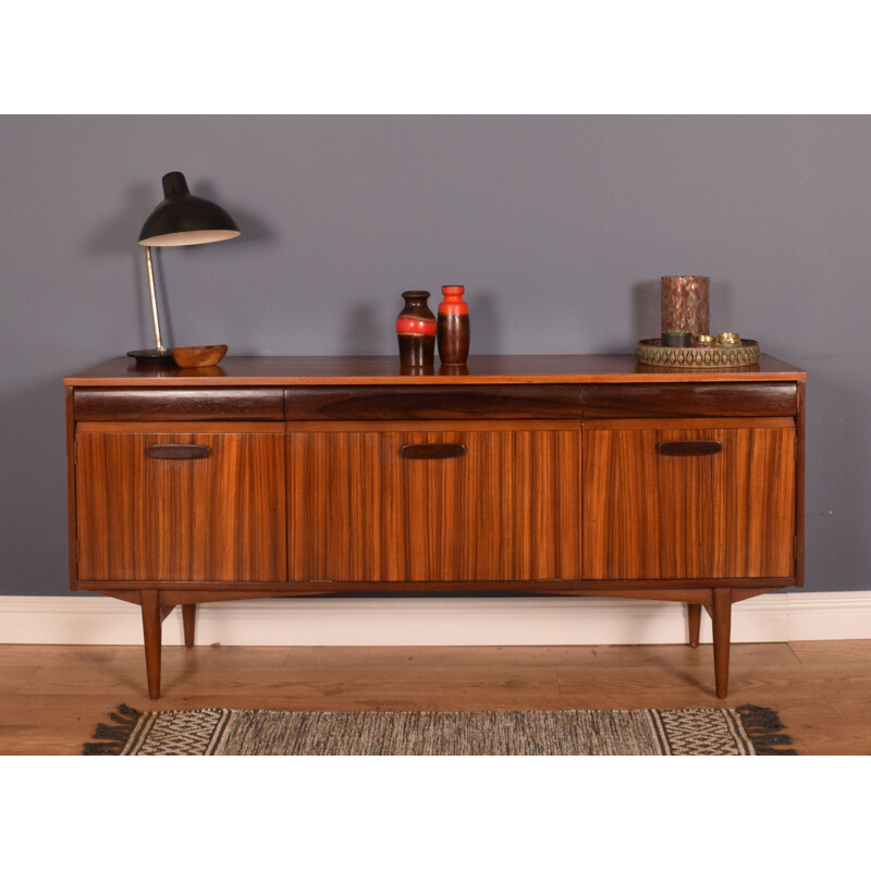 Vintage long sideboard in afromosia and rosewood EON by Elliots of Newbury for RHF, 1960s