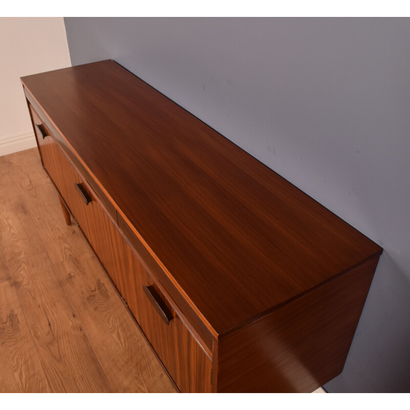 Vintage long sideboard in afromosia and rosewood EON by Elliots of Newbury for RHF, 1960s