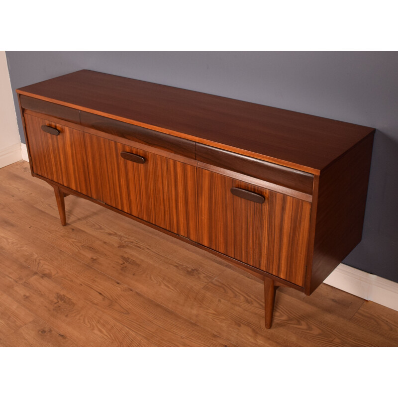 Vintage long sideboard in afromosia and rosewood EON by Elliots of Newbury for RHF, 1960s