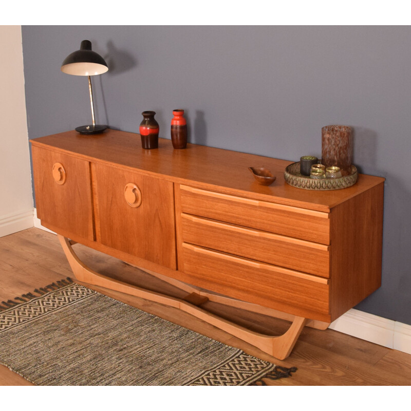 Mid century Teak sideboard X Leg for Beautility, 1960s