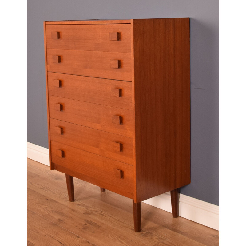 Vintage tall teak chest of drawers, 1960s